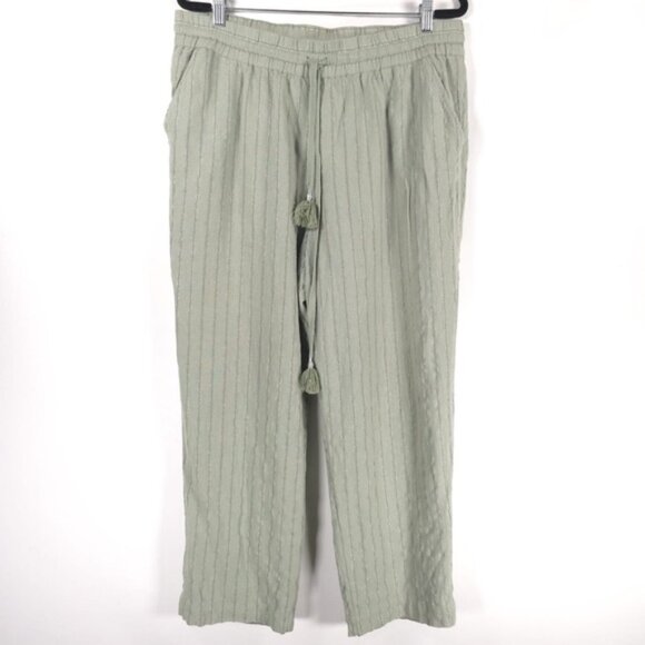 Soft Surroundings LINEN Blend Straight Leg Elastic Waist Drawstring Pants LARGE - Picture 1 of 10